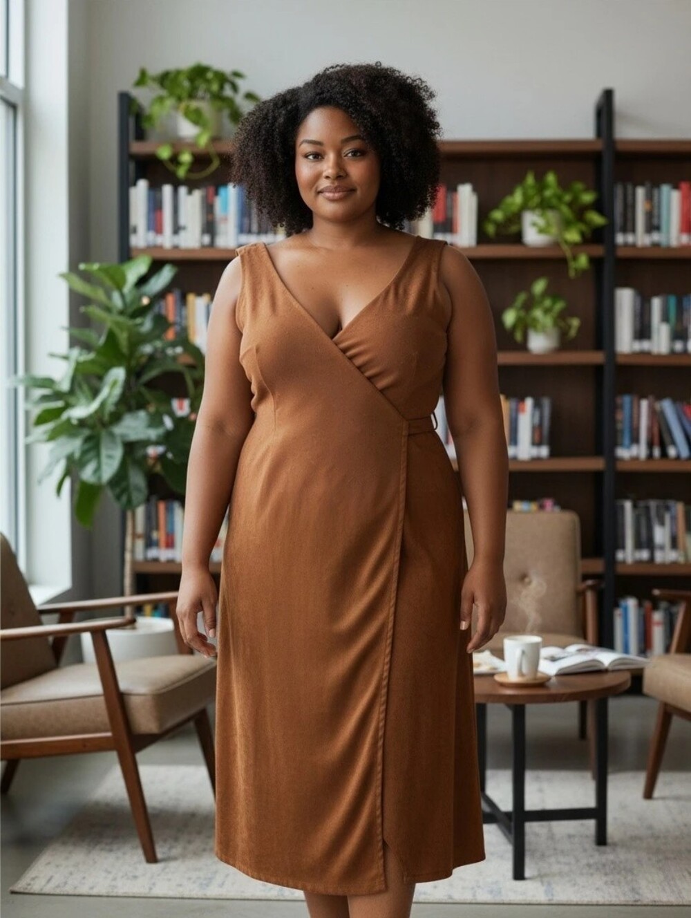 Anjou Soft Brown Wrap Dress L